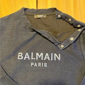 Balmain Boy’s Navy Blue Logo Top